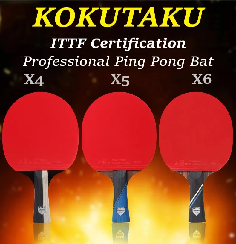 ITTF Certification Professional Table Tennis Racket 2 Pcs KOKUTAKU X4 X5 X6 Ping Pong Paddle Bat Carbon Blade Pimples-in Rubber