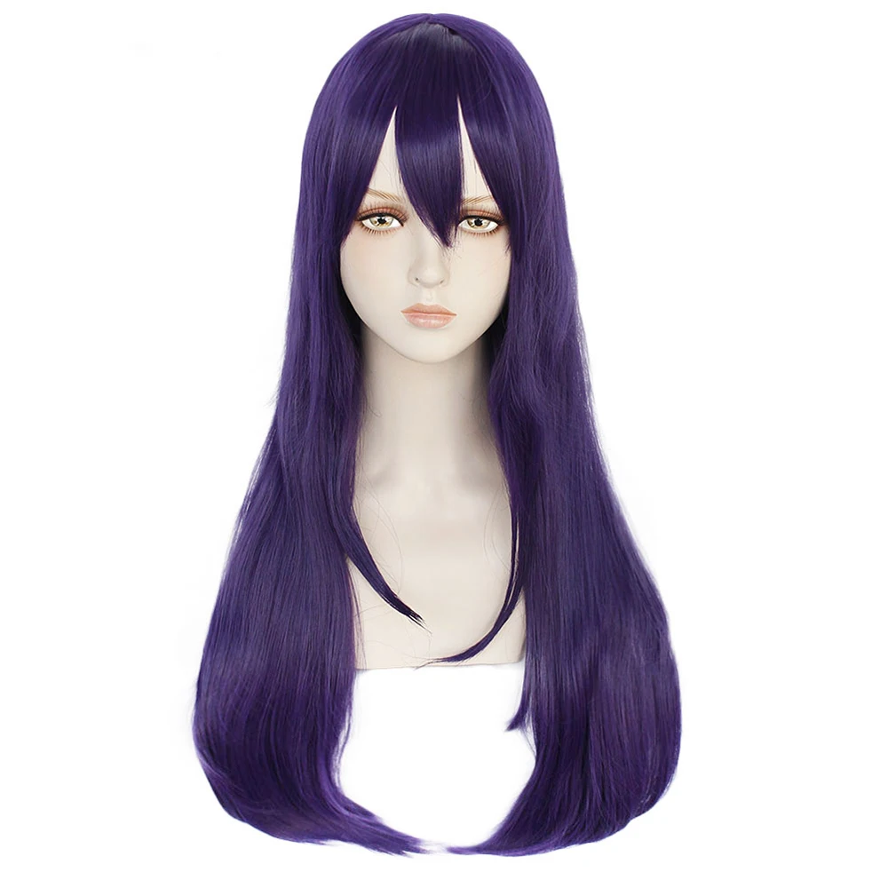 DDLC Doki Doki Literature Club Yuri Cosplay Wig Purple Long Heat Resistant Synthetic Hair Party Role Play Wigs + Wig Cap