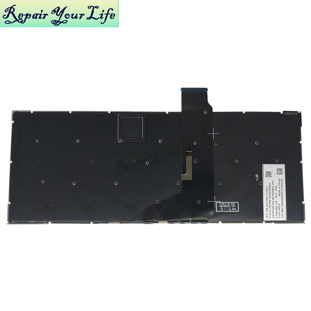 US Laptop Backlit Keyboard for Xiaomi Air 12.5 English Replacement Keyboards Backlight 6037B0127601 MK10000005661 9Z.ND6BV.001