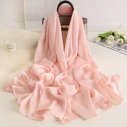 Women Silk Square Scarf  90*180cm Satin Scarves Solid Shawls and Wraps Autumn Winter Luxury Satin Scarves Muslim HeadScarf hijab