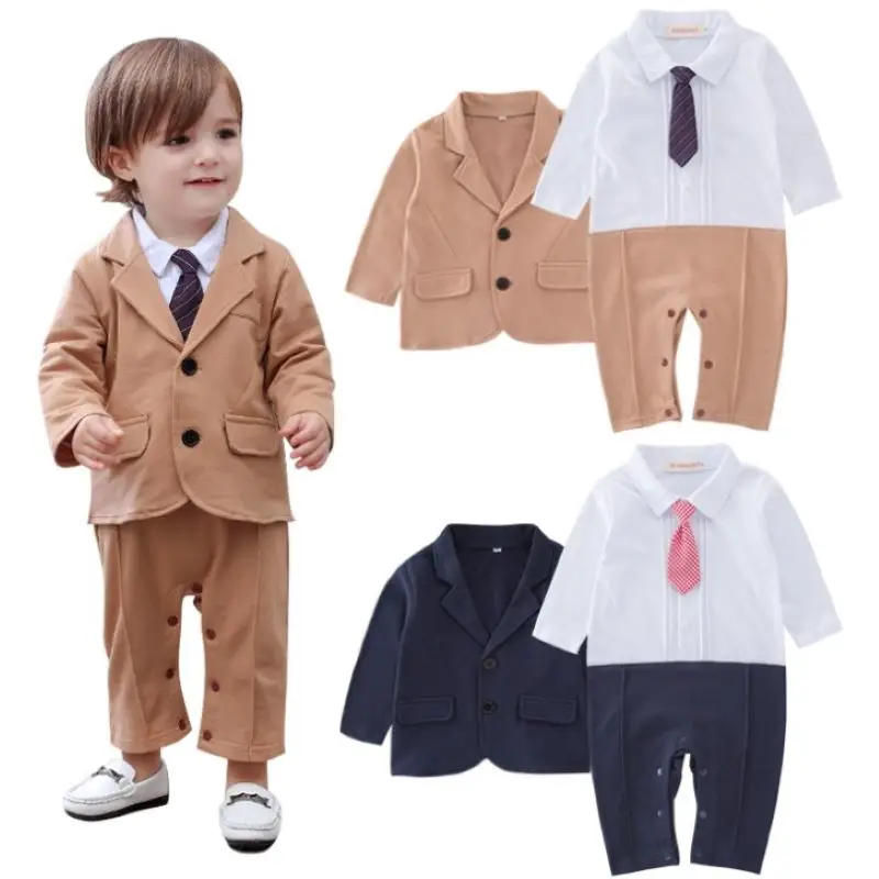 Classic Baby Coordinates Necktie Decorated Baby Boys 2-piece Suit Set/Baby Boy Birthday Party Suit 3382