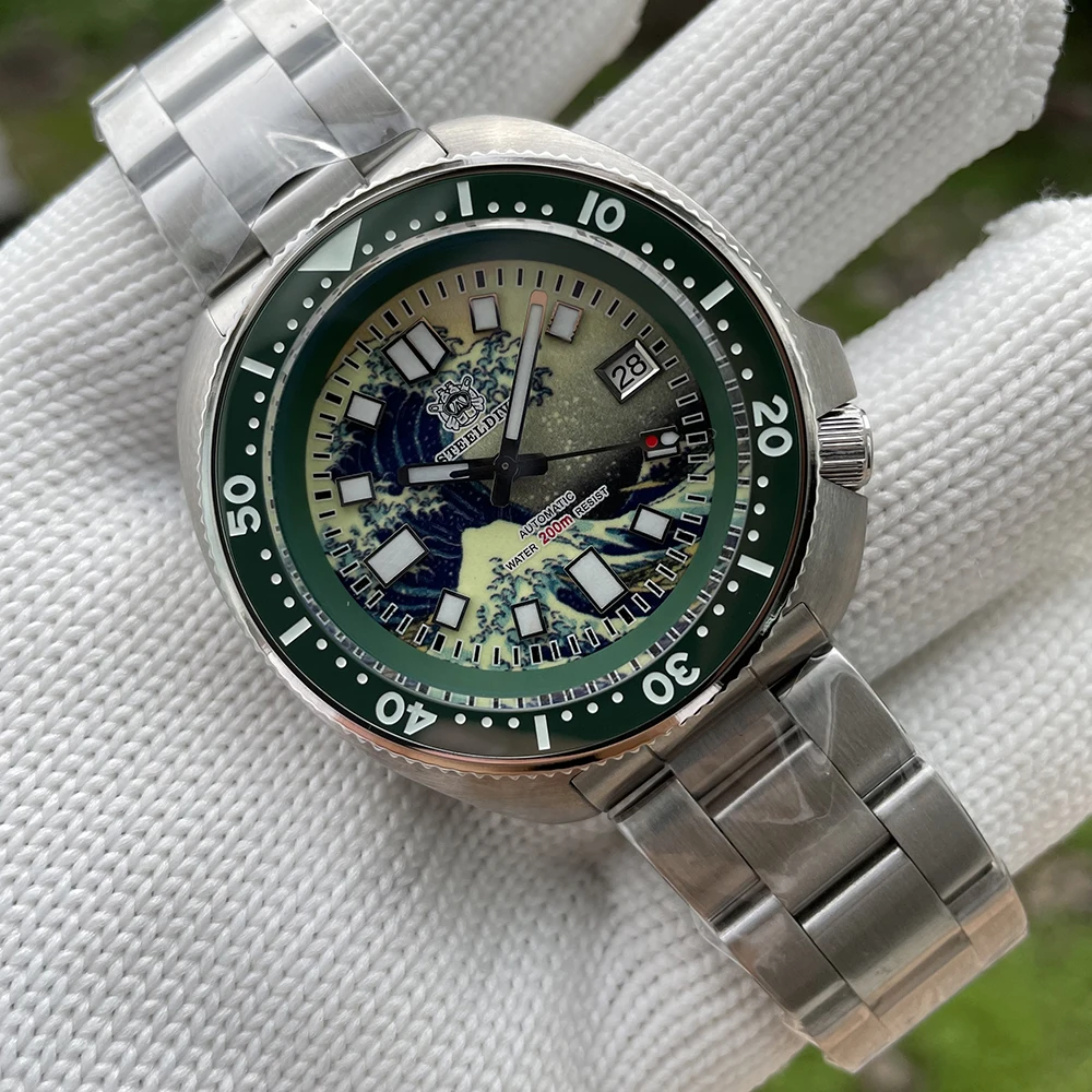 STEELDIVE Design Kanagawa Abalone Watch SD1970J Diver 200M Waterproof Ocean Surf Men Japan NH35 Automatic Mechanical Wristwatch