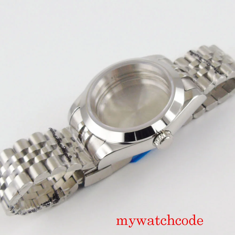 Stainless Steel Men Watch Case Fit NH35 NH36 MIYOTA 8215 Automatic Movement Sapphire Glass Jubilee Strap