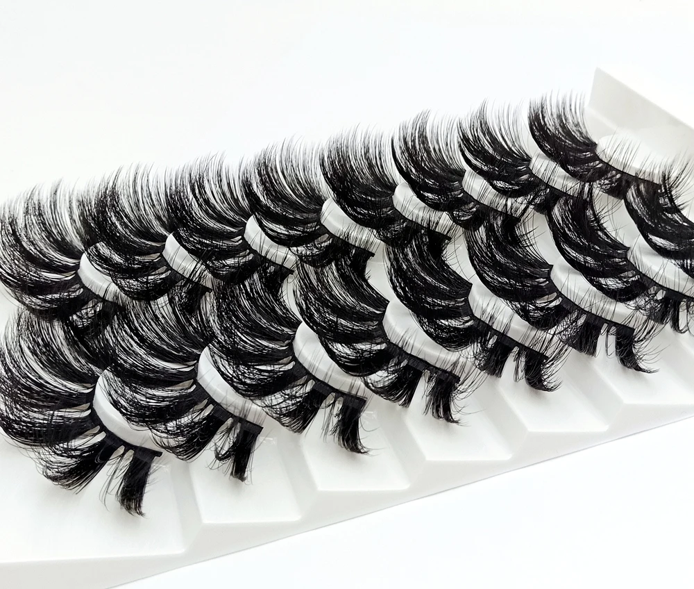 HBZGTLAD 8 Paare 25 mm lange 3D-Nerzwimpern, natürliche, lange, künstliche Wimpern, dramatisches Volumen, falsche Wimpern, Make-up-Verlängerungswimpern – Detail 37