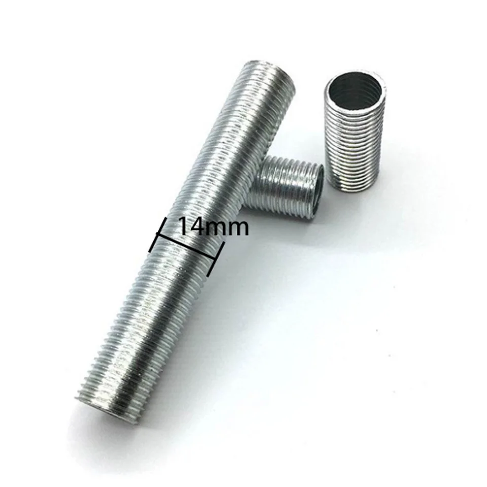 2pcs M14 Tooth Tube 1.0mm Pitch Hollow Core Tooth Tube Threaded Tube Full Tooth Rod Table Lamp Floor Lamp Screw