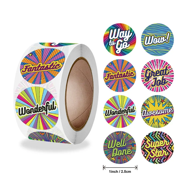 500pcs Teacher Reward Student Sticker English Cartoon Animal Pattern Fun Encourage Birthday Gift Label Stationery Sticker