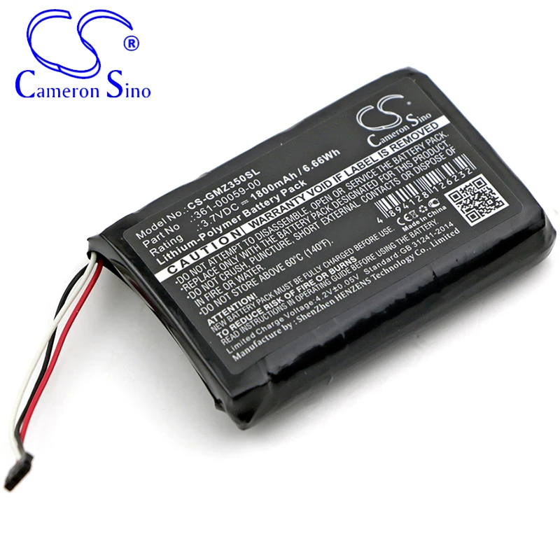 CameronSino Battery for Garmin ZUMO 350LM ZUMO 390LM ZUMO 340LM fits Garmin 361-00059-00 GPS, Navigator battery 1800mAh 3.70V