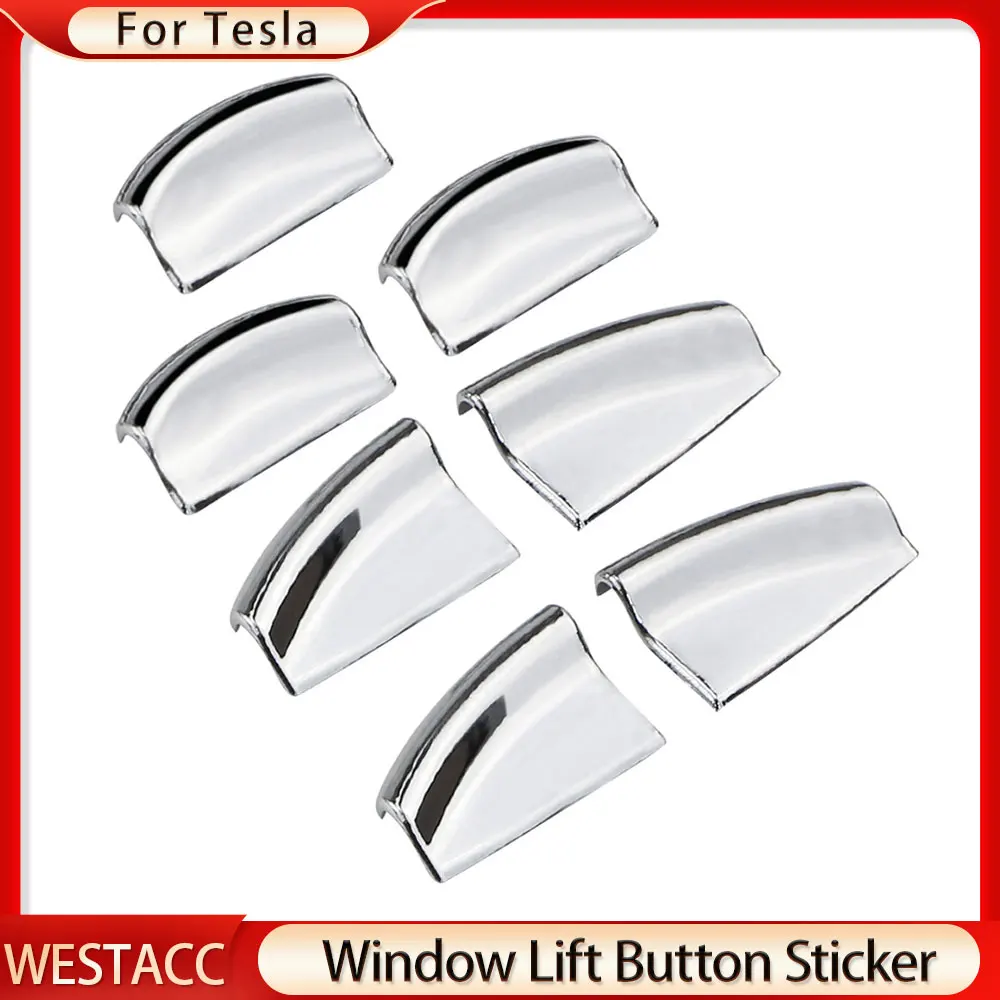 7 pz/set ABS Chrome Car Window Lift Switch pulsanti paillettes Trim Cover Sticker per Tesla Model S X 2012 - 2020 accessori