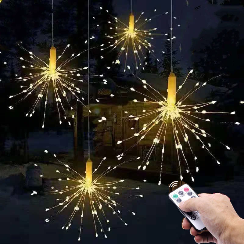 New LED Exploding Star Fireworks String Lights Outdoor Waterproof Christmas Garland Fairy Lights for Christmas Garden Decoration