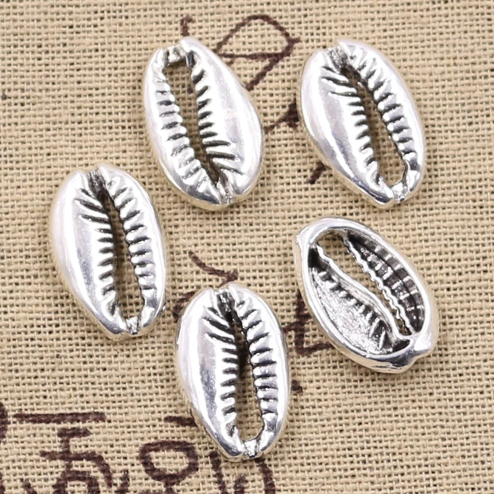 15pcs Charms Bohemian Cowrie Conch Shell 19x12mm Antique Silver Color Pendants DIY Making Findings Handmade Tibetan Jewelry