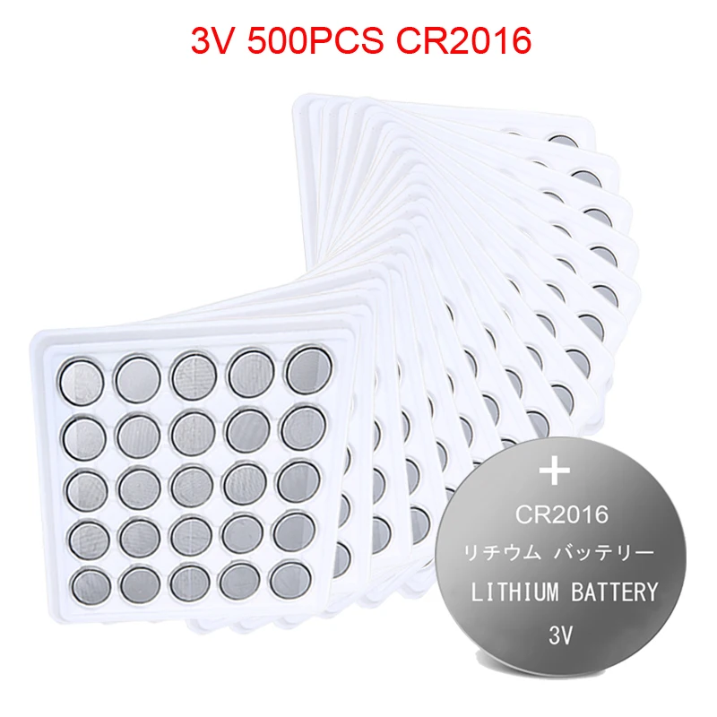 

500PCS CR2016 Button Batteries 3V CR 2016 LM2016 BR2016 DL2016 Cell Coin Lithium Battery For Watch Electronic Toy Remote