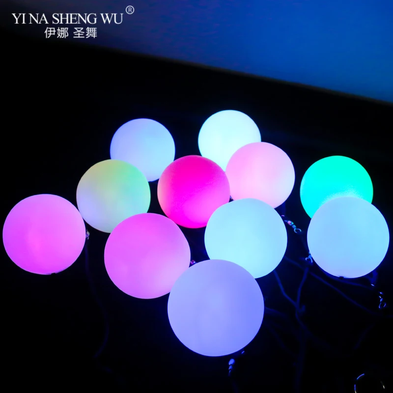 Ruoru 1/2 piezas bolas de danza del vientre RGB glow LED POI bolas lanzadas para la danza del vientre accesorios para las manos puesta en escena