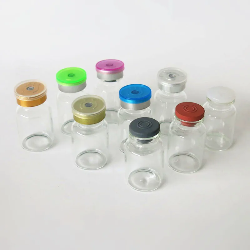 50pcs 10ml Clear Glass Bottles With Filp off Lid Injection Medicine Sample Vial & Rubber Stopper Experimental Test Liquid Bottle