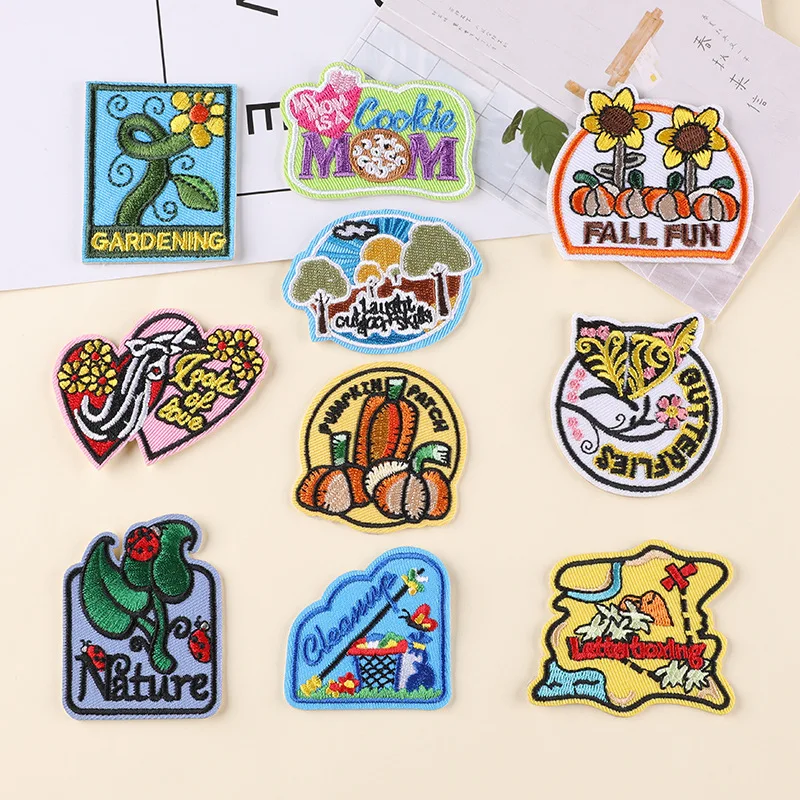 Patches on Clothes Cartoon Stickers Iron on Patches for Clothing Thermoadhesive Patches Cute Plant Leaf Cloth Patch DAY