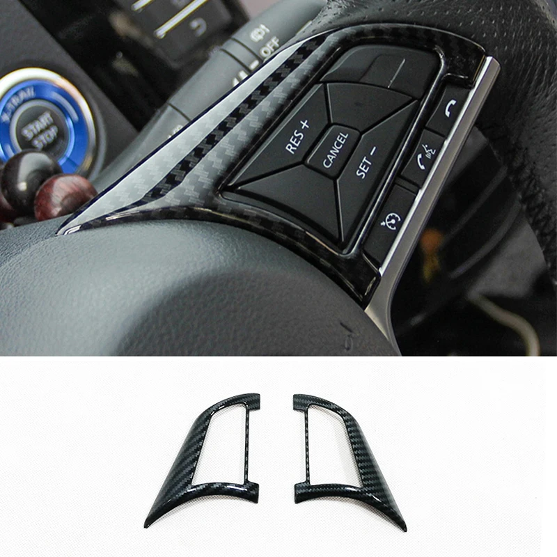 

ABS Carbon fibre For Nissan Leaf 2018 2019 Car Accessories Car Steering wheel Button frame Cover Trim Car Sticker Styling 2pcs