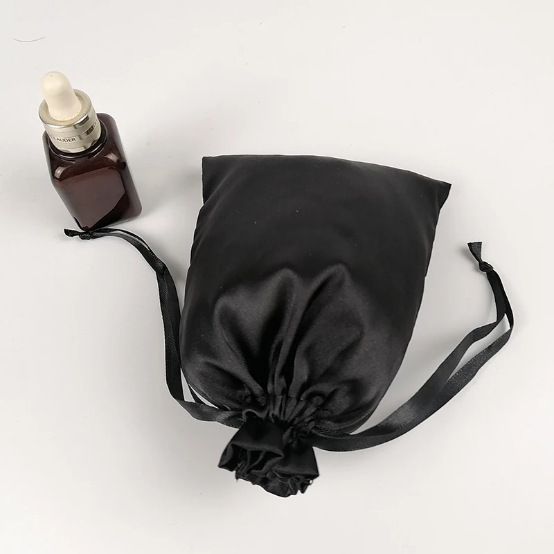Seide Geschenk Beutel Individuelles Logo Satin Kordelzug Taschen Verpackung Perücke Kosmetische Wimpern Unterwäsche Bikini Lagerung Tasche 20 teile/los – Detail 3