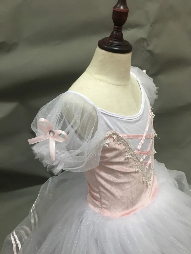 Disfraz de Ballet Giselle de manga corta para niños y adultos, Vestido largo de bailarina, tutú de Ballet para niñas, Ropa de baile de actuación