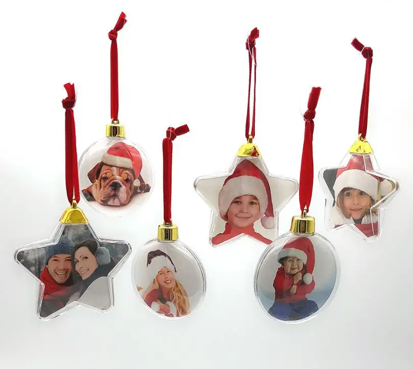 DIY Photo Ball Christmas Gifts Photo Ball Clip Round Five-Star Christmas Tree Ornaments Wedding Gift SN3525