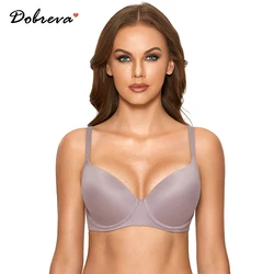 DOBREVA Women's Full Coverage Lace T Shirt Bra Lightly Lined Underwire Smoothing