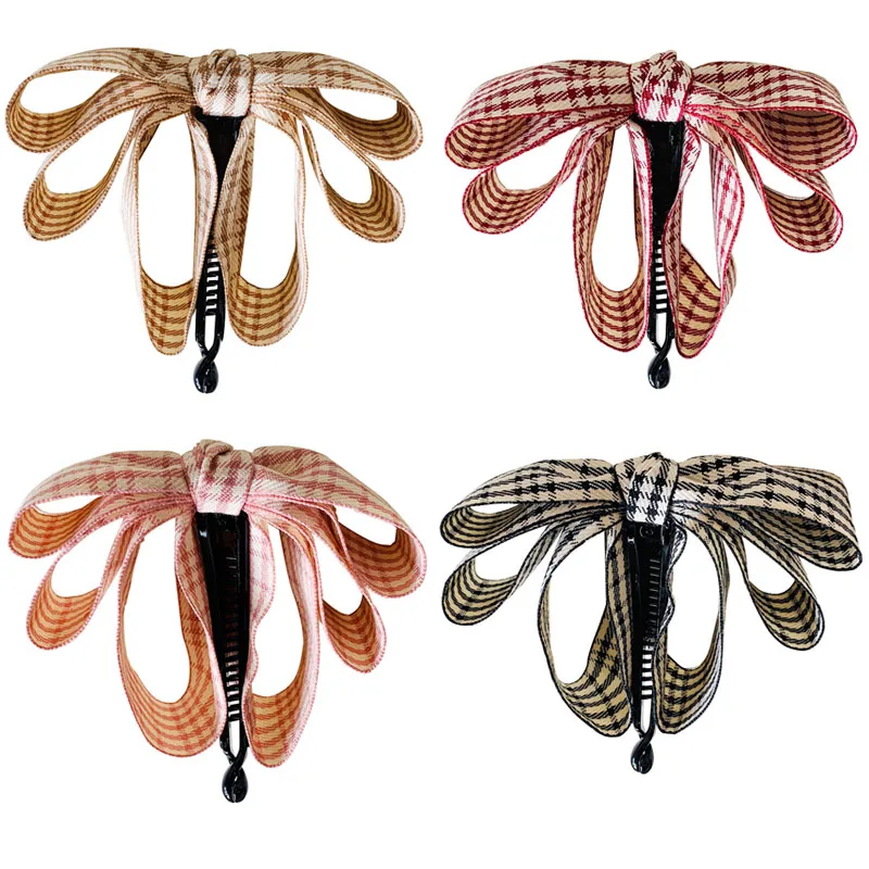 

Plaid Bow Banana Clip Check Design Ponytail Clip Sweet Hairpin Women Fashion Hair Accessories