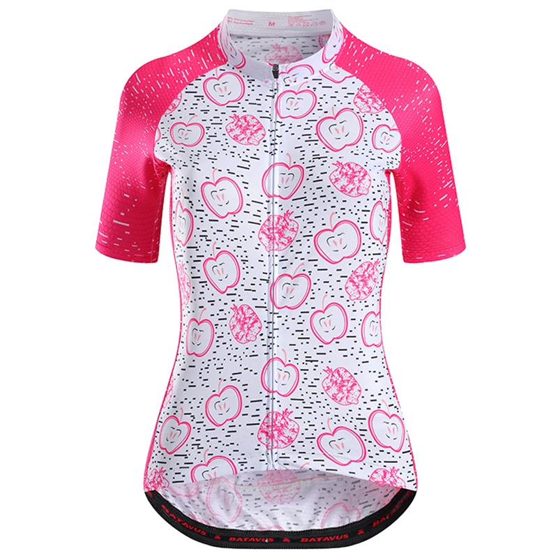 NEW Summer Woman Fruit Cycling Jersey White Bike Wear Sport Shirt Short Sleeve Riding Clothing