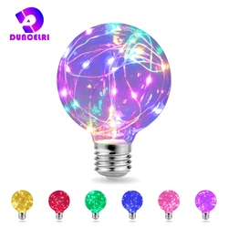Ampoule LED Edison E27 110V 220V G95 Globe rond coloré en verre rvb fil de cuivre ampoule décoration de la maison lampe de vacances