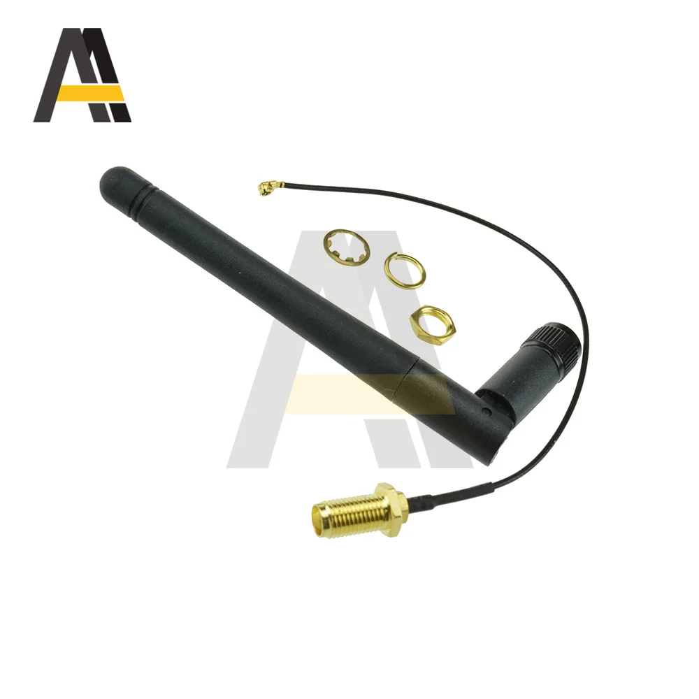2.4GHz 3dBi Antena WiFi Aerial RP-SMA Router Nirkabel Pria + 20Cm Garis PCI U.FL IPX Ke RP SMA Kabel Pigtail Pria ESP8266 ESP32