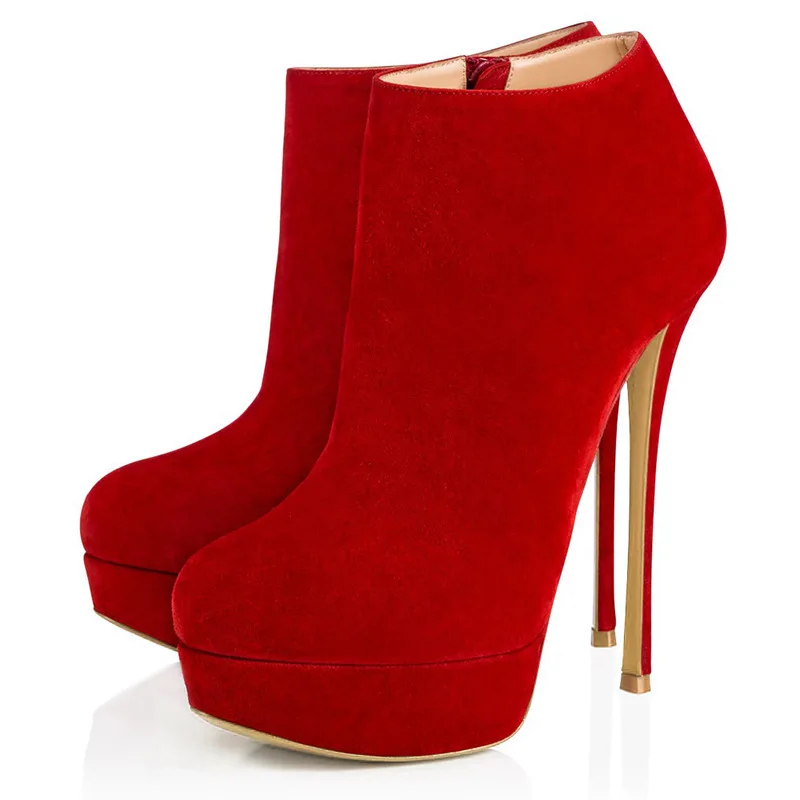 Women super high heels boots woman platform spring autumn ankle boots woman office boot large size 34-45