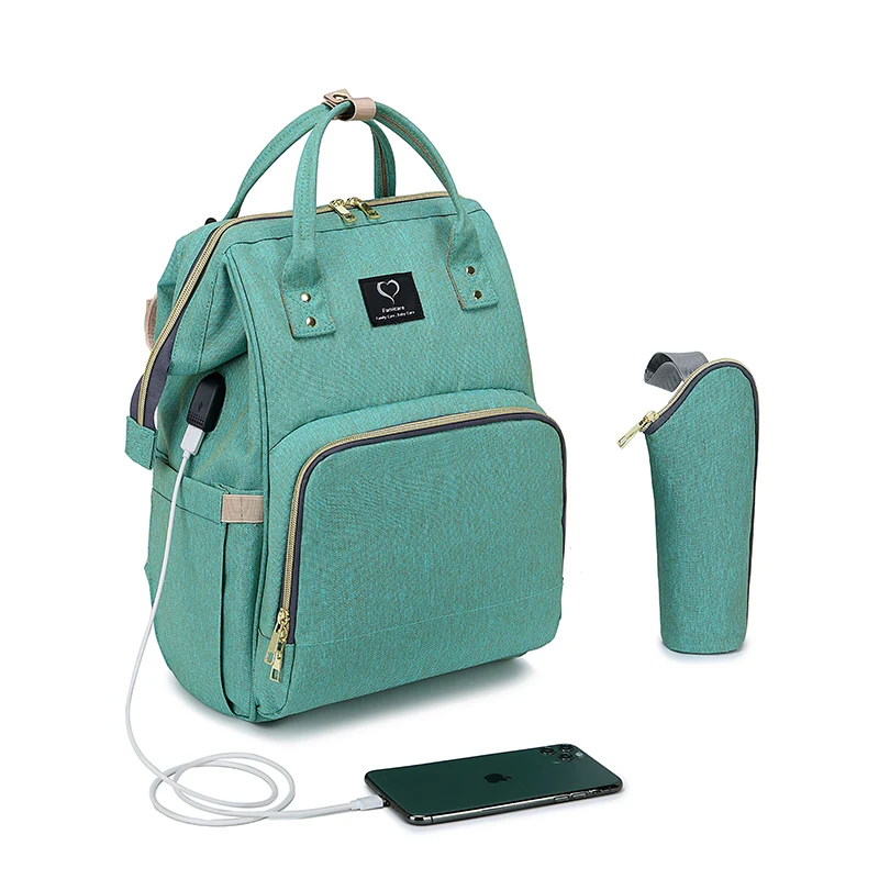 Borsa per pannolini per bambini mamma papà borsa per passeggino USB borsa per pannolini impermeabile di grande capacità kit zaino da viaggio per