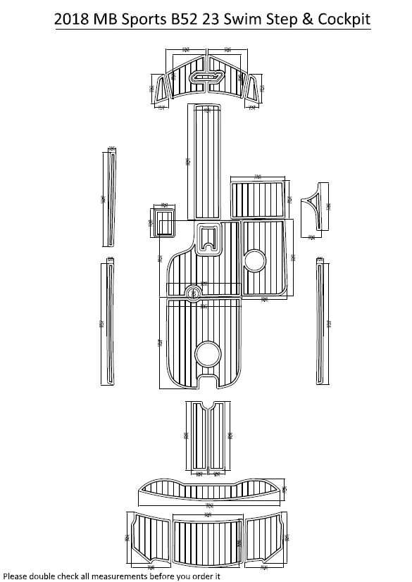 2018 MB Sports B52 23 Swim Step & Cockpit Pad Boat EVA Teak Decking 1/4" 6mm