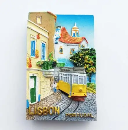 Lisbon, Portugal  sign tram travel 3D Fridge Magnet Sticker Travel Souvenir Kitchen Home Decoration Accessories