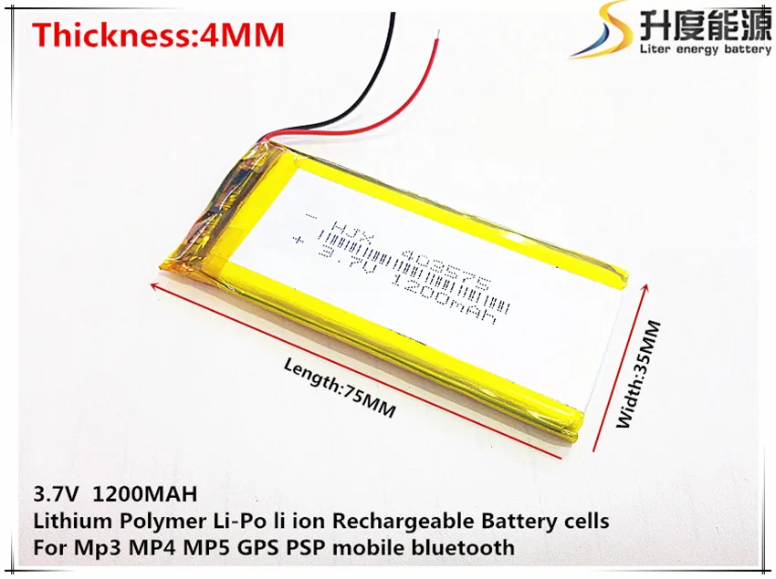3.7V 1200mAh 403575 Lithium Polymer Li-Po li ion Rechargeable Battery cells For Mp3 MP4 MP5 GPS mobile bluetooth