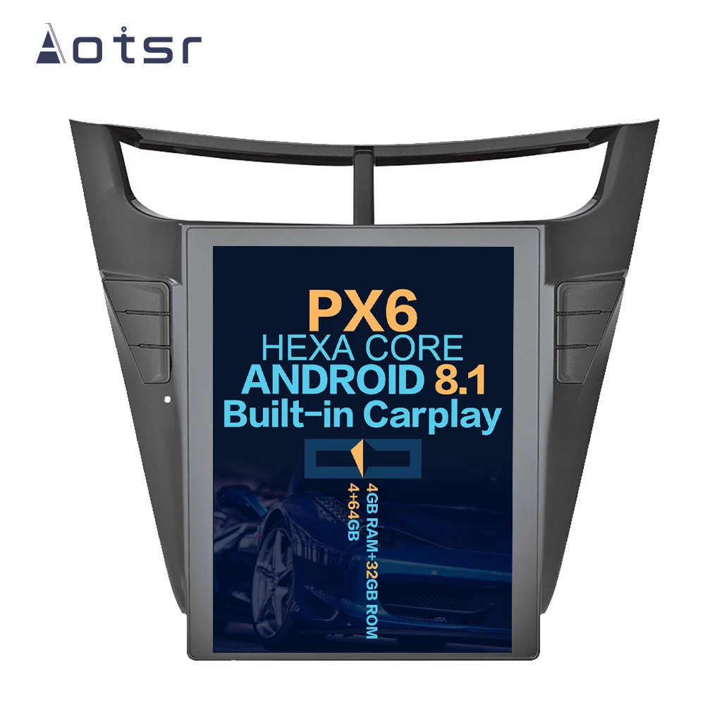 Aotsr 10.4“ Vertical screen Android 14 Car DVD Multimedia player GPS Navigation For Chevrolet Sail 2015-2018 stereo wifi carplay