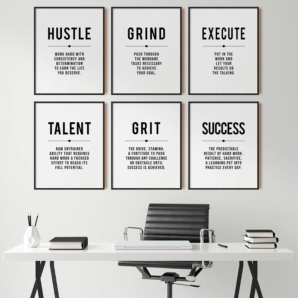 

Grind Hustle Talent Grit Motivational Poster and Print Office Decor Modern Art Entrepreneur Motivation Canvas Painting Pictures