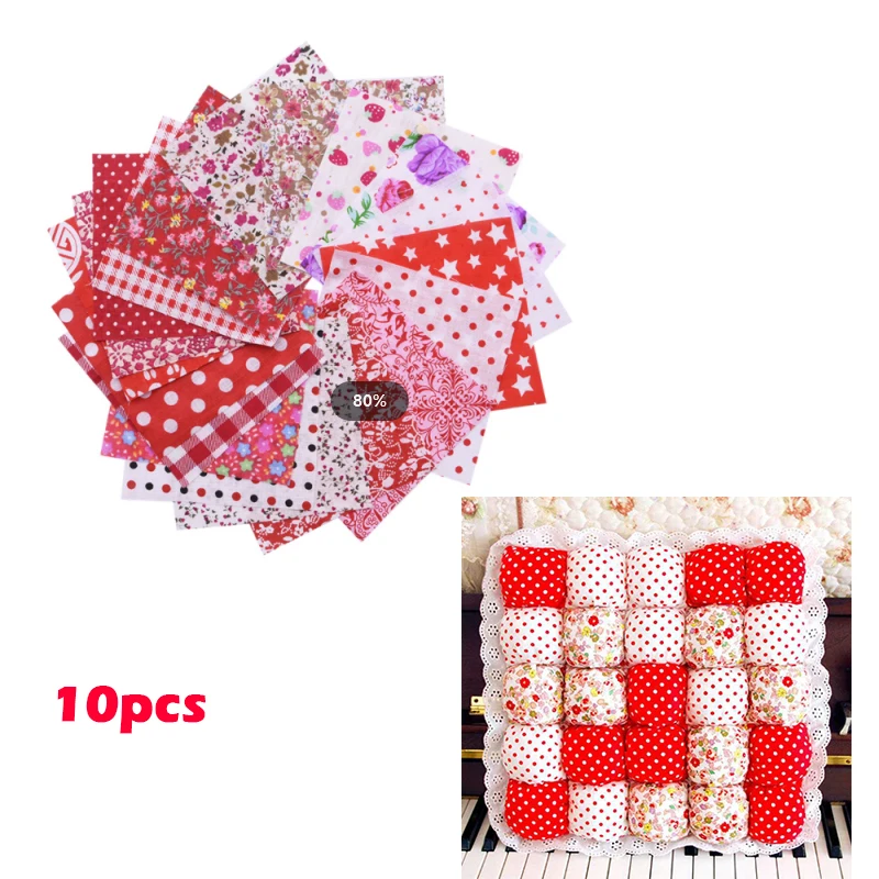 10 pz/set Tessuto Patchwork di Cotone di Alta Qualità Forniture Per Cucire FAI DA TE Stile Misto Tessuto Stampato Floreale Materiale di Stoffa 25*25