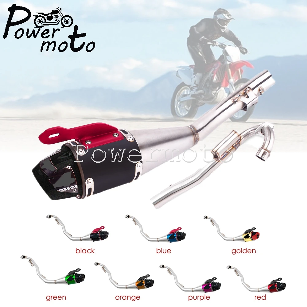 7 Colors Motocross Aluminum Complete Exhaust Pipe System Slip On Muffler Muffler Silence For Honda CRF230F CRF 230F 2008-2020