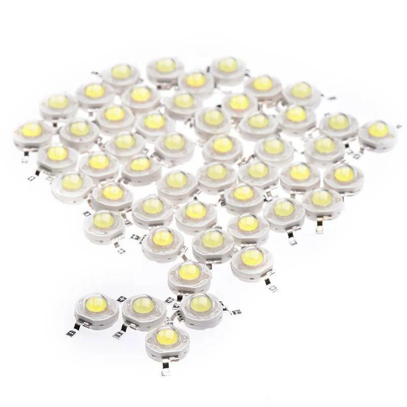 50Pcs 1W Diode High Power Cool White Led Beads 1 Watt Lamp Chip 3V-3.4V