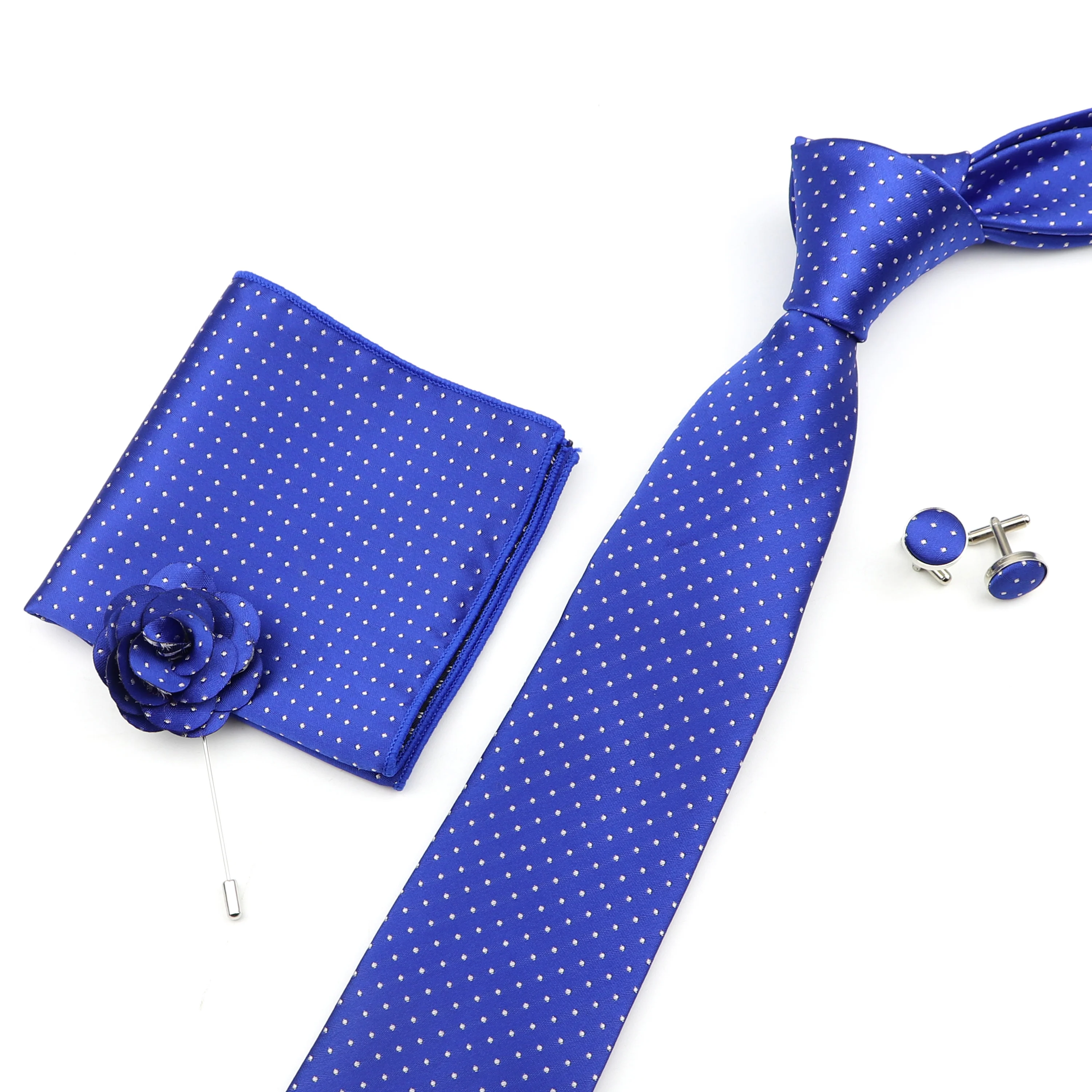 Ensemble de cravates en Polyester pour hommes, slim, classique, tissé en Jacquard, poche carrée, boutons de manchette, épingle de poitrine, fête de mariage, Design à la mode, cadeau