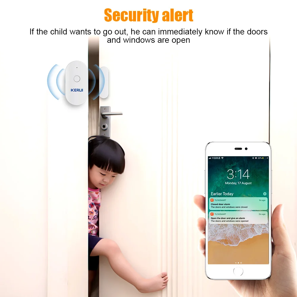 KERUI Tuya Smart Home WiFi Door Sensor Alarm Window Open Closed Detectors Magnetic Switch APP Alert Car Garden Security System