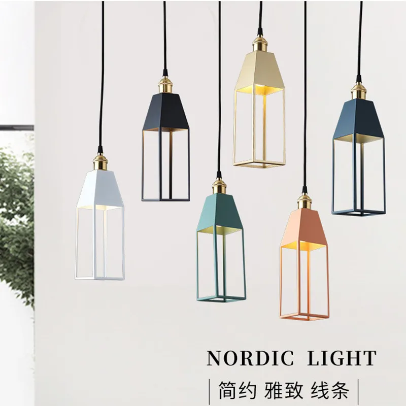 

Nordic Modern Minimalist LED Macarons Color Restaurant Window Iron Chandelier, Size: 9x28cm, E27