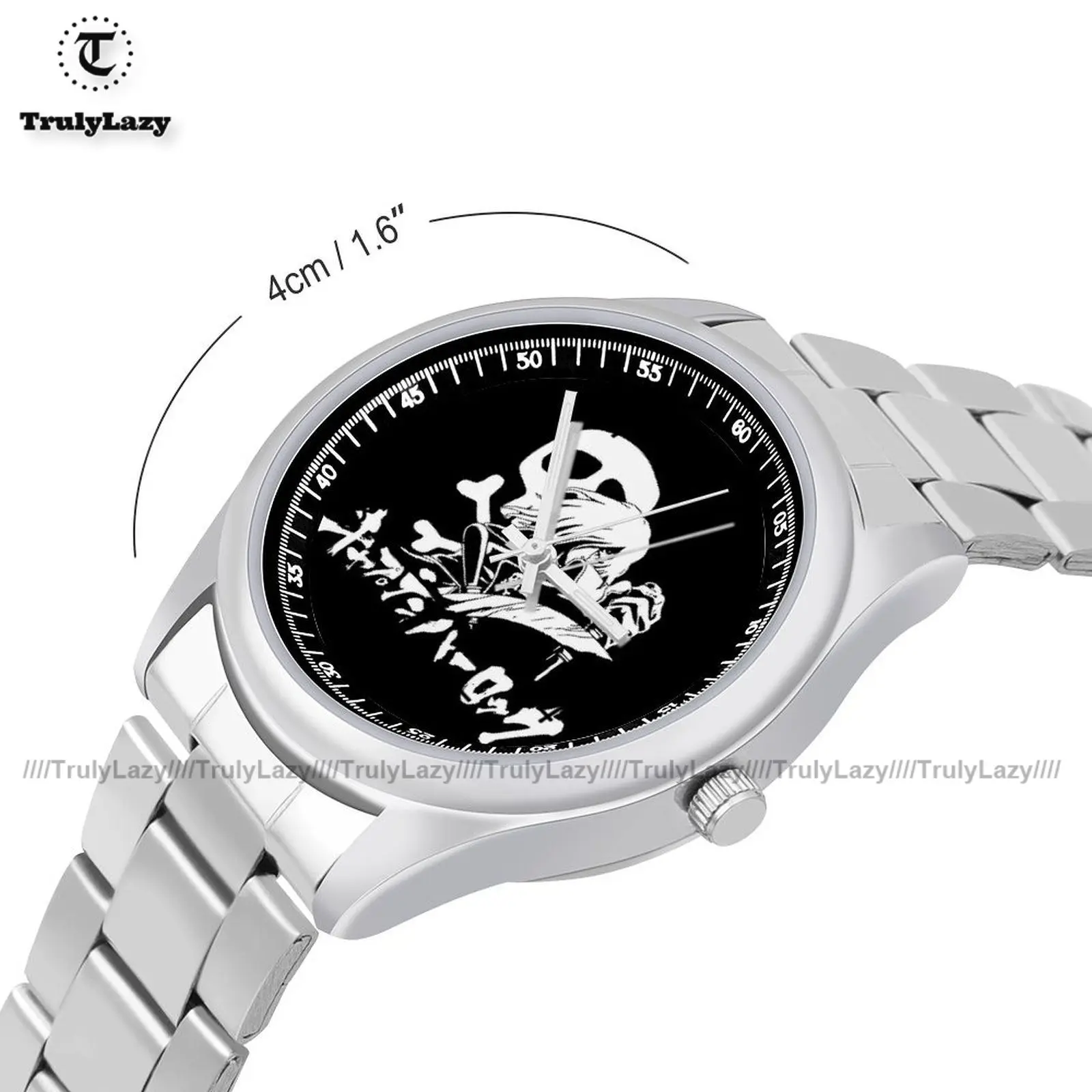 Albator Quartz Watch Captain Harlock High Quality Skull Black and White Stainless Wrist Watch Steel Men Travel Photo Wristwatch