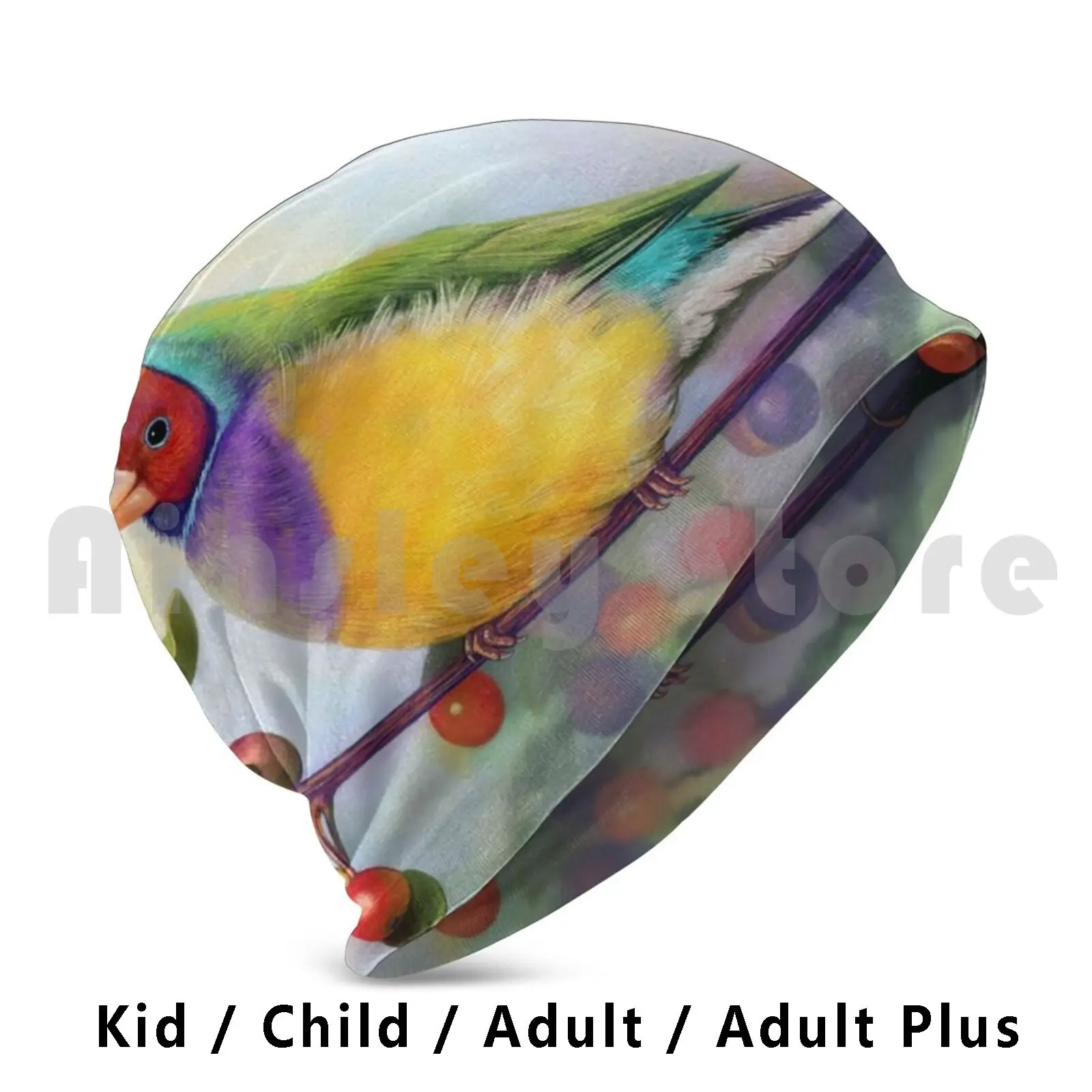 Gouldian Finch Realistic Painting Beanie Hedging Cap DIY Print Cushion Lady Gouldian Finch Gouldian Finch Finch Bird Bird