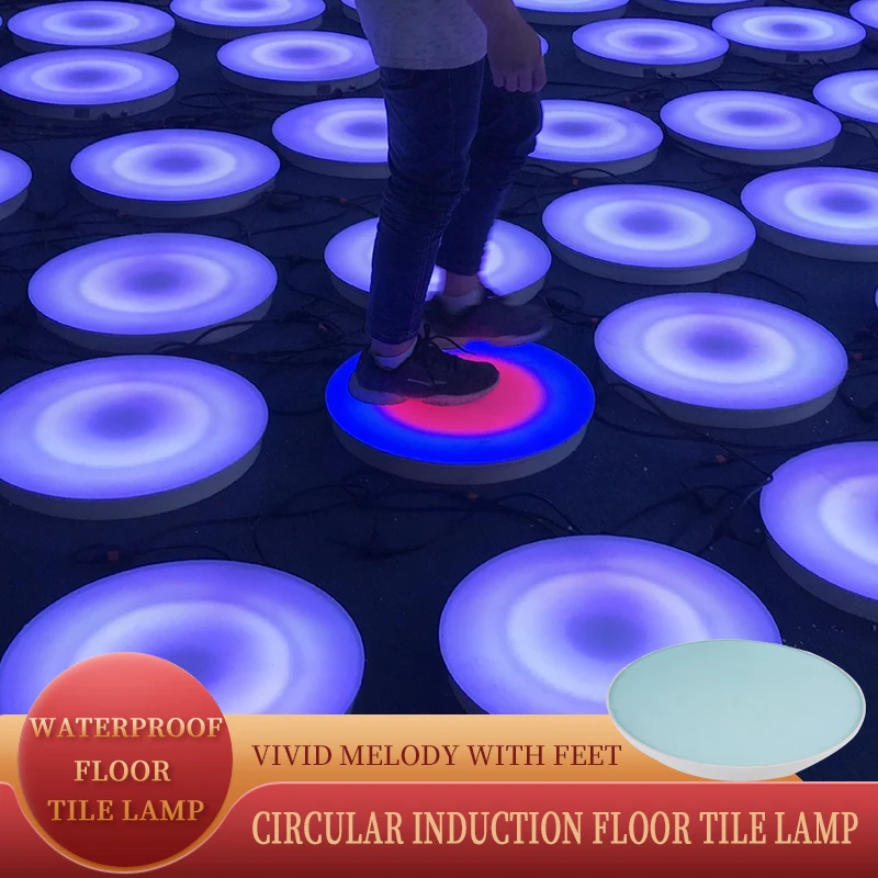 Waterproof LED Dance Floor Tile Lamp Led Round Flood Tile Light LED Colorful Dance Floor Light for Night Club DJ Disco Bar