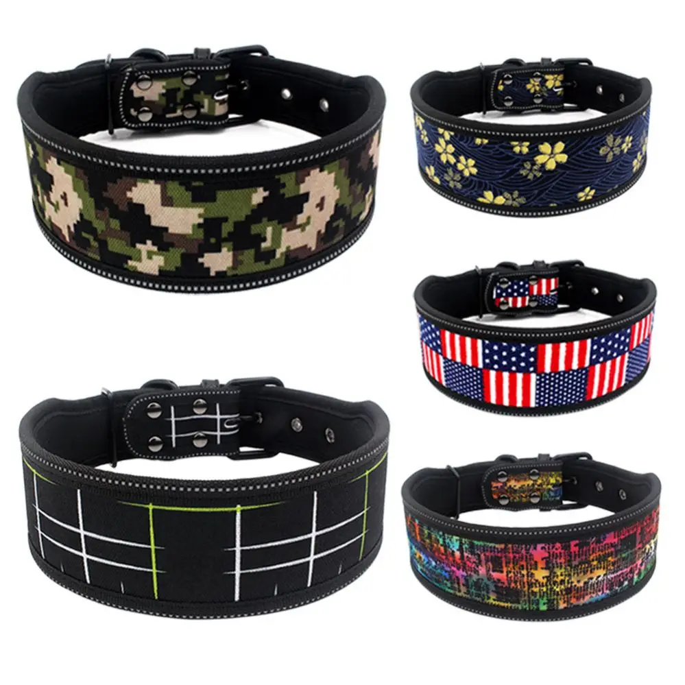 

Multi-Colored Dog Wide Collars Large With Printed Patterns For Big Dogs Neck Adjustable Soft Pet Flower Collars