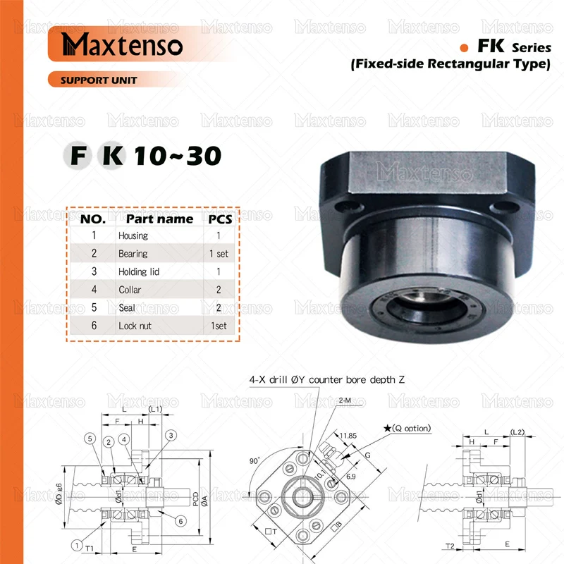 MAXTENSO Support Unit Set C3 Class FKFF Professional fixed side FK17 BF17 FK20 BF20 for ball screw TBI sfu 2010 2510 Premium CNC