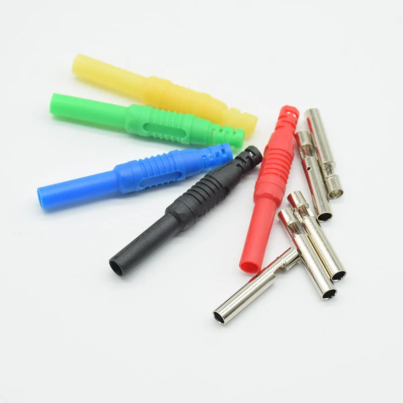 2Pcs Brass Insulated Shrouded Safety 4mm Banana Female Jack Solder Plug Connector Instrument testing red black blue green yellow