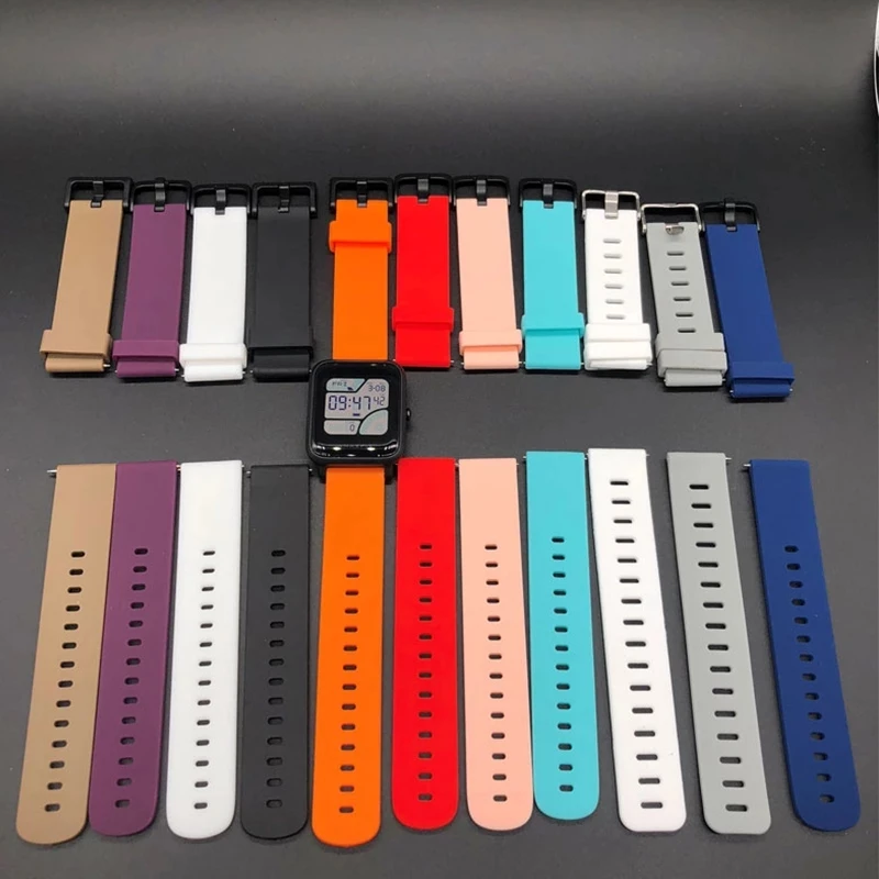 20mm Sport Silicone Strap for Huami GTR 42mm, GTS4,GTS3,GTS2 2e /GTS 2mini Smart Replacement Wristband Bracelet for Amazfit Bip