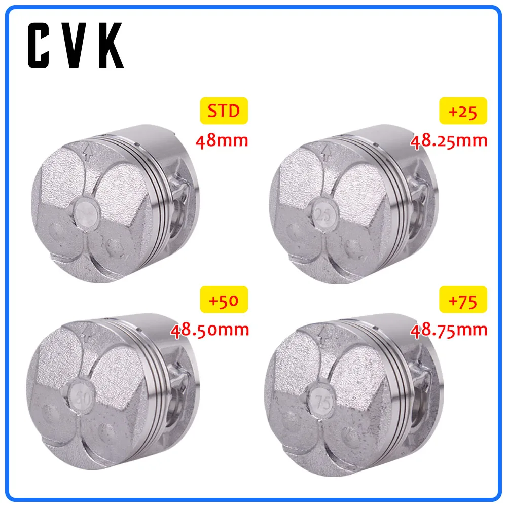 CVK Engine Parts Pistons Rings Set 48MM STD Standard +25 +50 +75 Cylinder Bore Size For Yamaha FZR250 1HX small ban ZEAL FZR 250