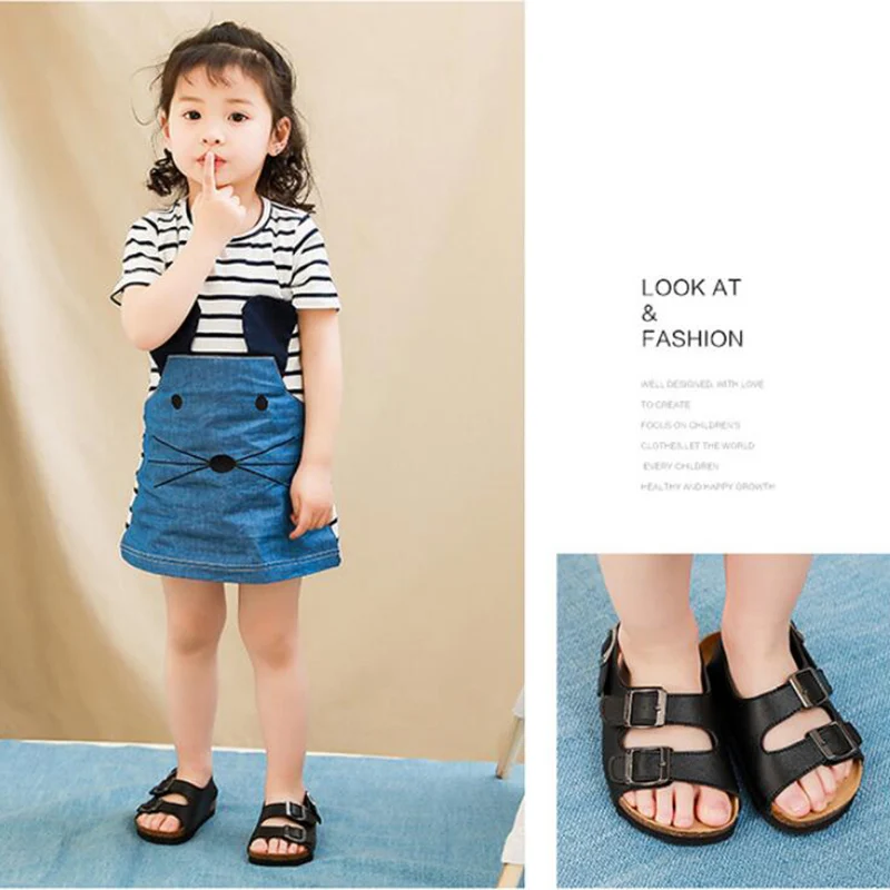 New sandals child footwear for girls boys sandals kids beach sandals children flats shoes summer non-slip cork sandals soft sole