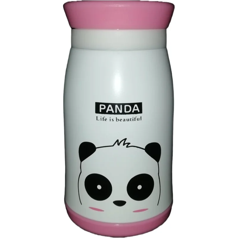 Panda Cartoon Pattern Thermo Mug Insulated Cup Tumbler Coffee Hot Cold Bottle Travel Stainless Steel Vacuum Pot
